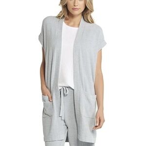 Barefoot Dreams CozyChic Ultra Lite Sleeveless Cardigan in Soft Gray